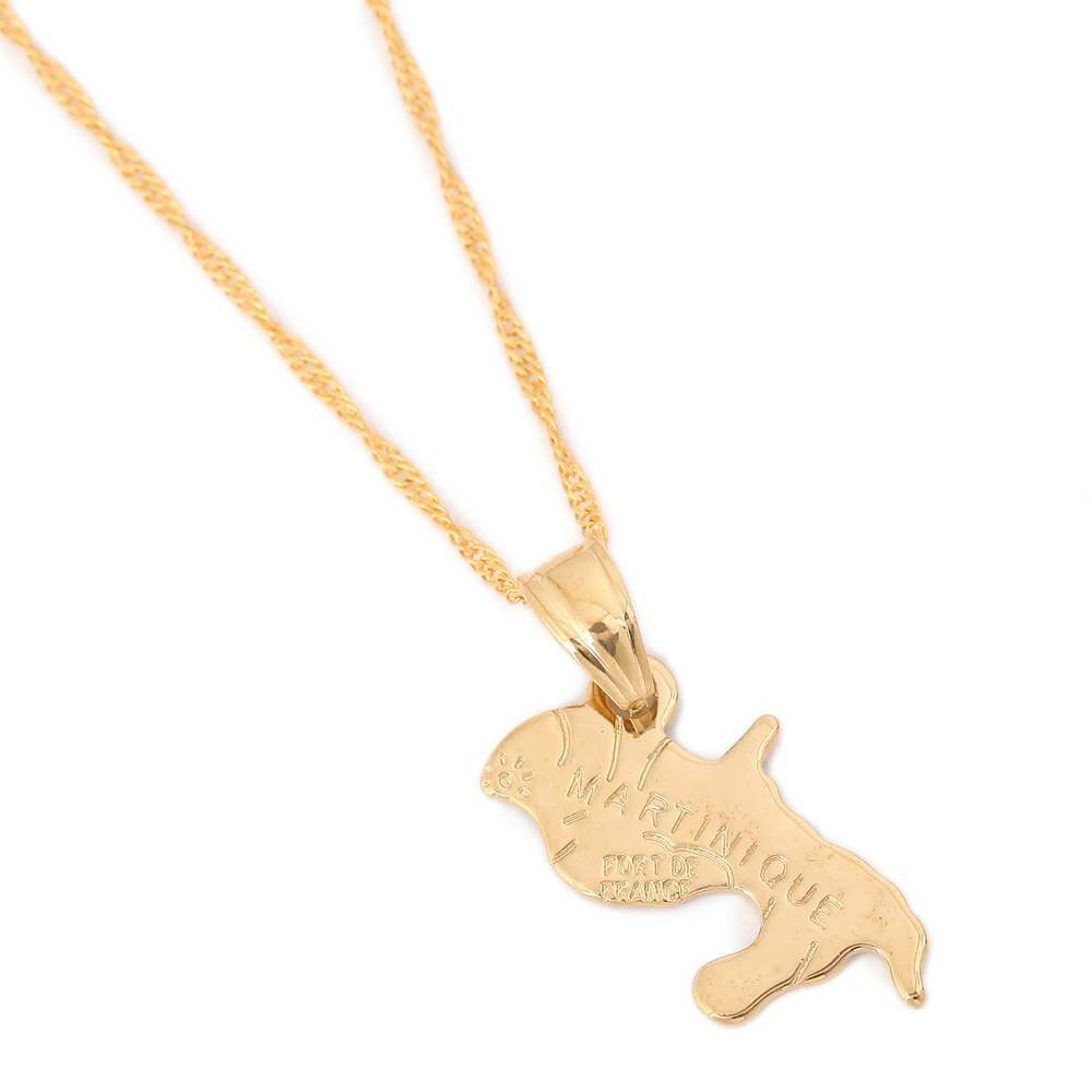 Карта Мартиники Ожерелье Подвески для женщин золотой цвет ювелирные изделия