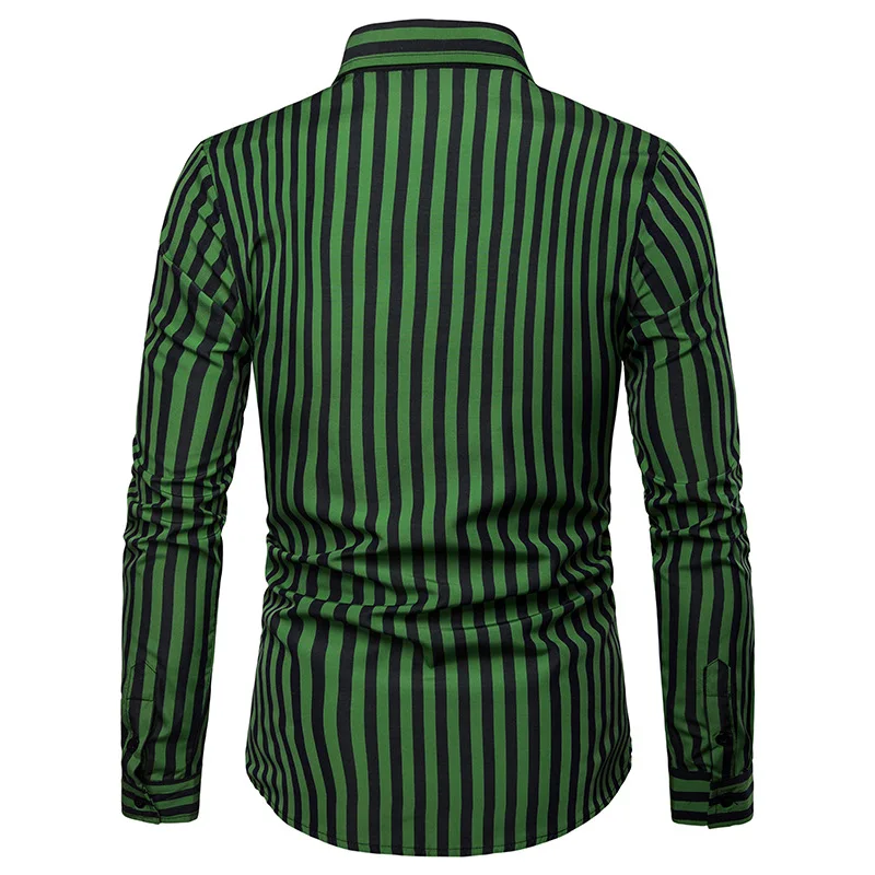 2019 Men Casual Long Sleeved Striped Shirt Slim Fit Male Oxford Textile Business Dress Brand Clothing | Мужская одежда