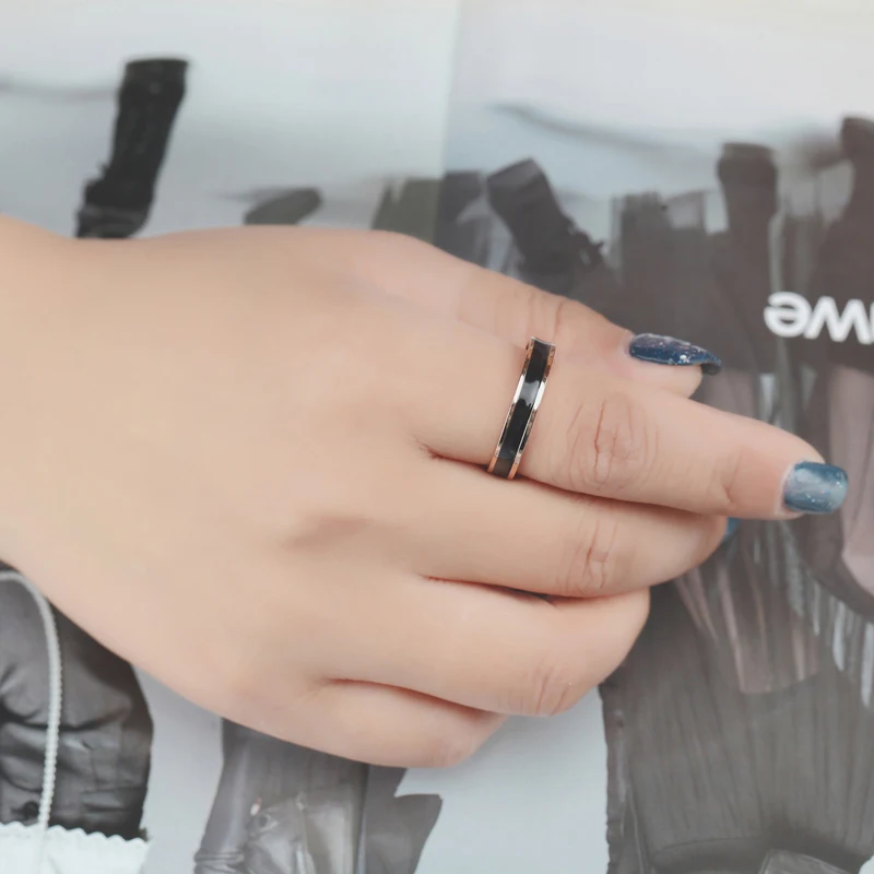 Женское кольцо с эмалью Anillo Bijou из нержавеющей стали цвета розового золота