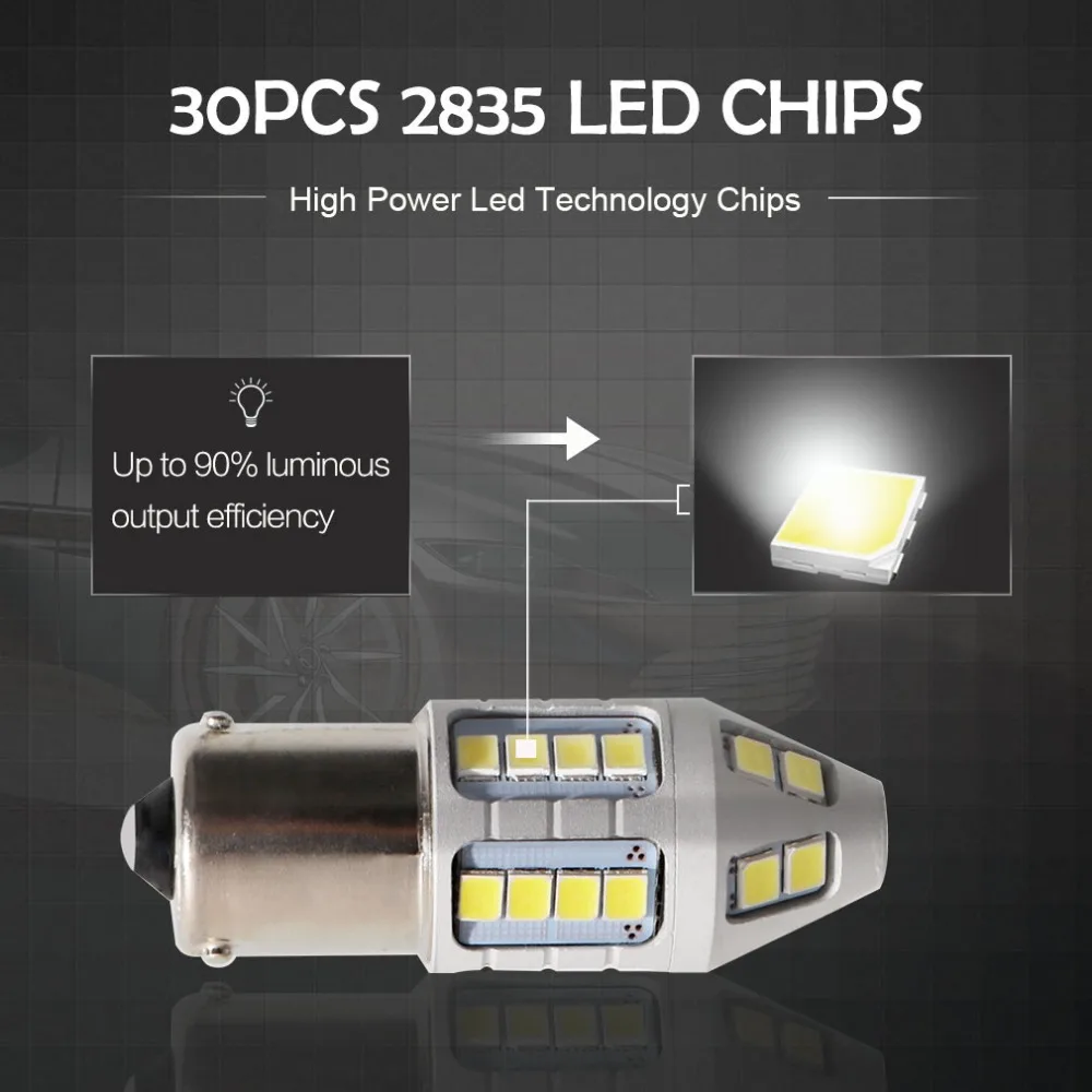 2 шт. PY21W светодиодный 1156 BAU15S лампы 30 2830SMD 1200Lm задний указатель поворота автомобиля