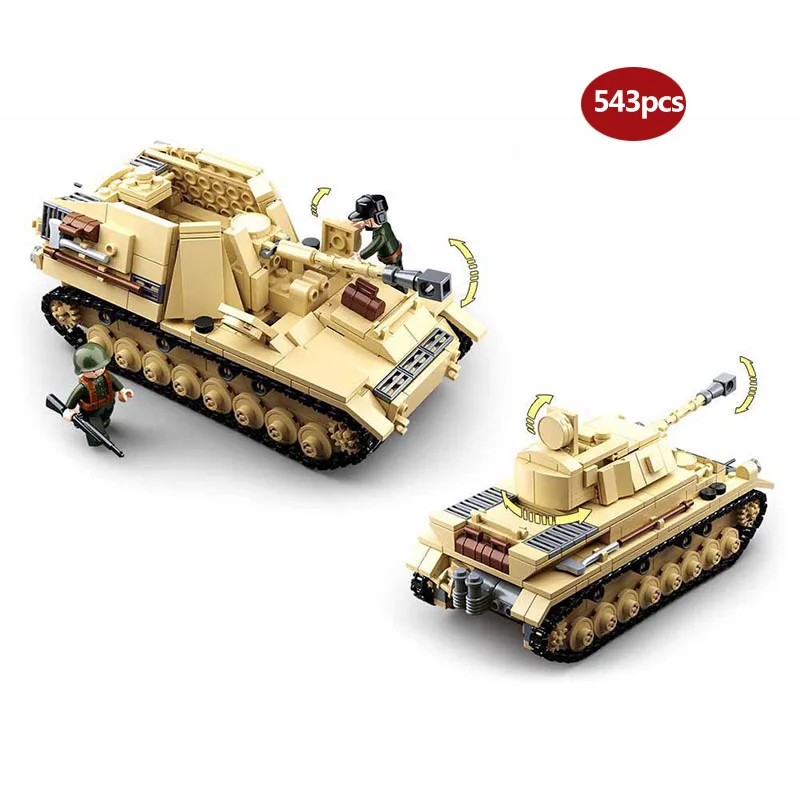 Строительные блоки для детей 543 шт. мировая Военная серия модель World War tank Германия