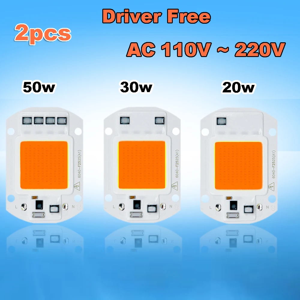 

2 шт., драйвер реальной мощности, Бесконтактный вход, переменный ток, 110 В ~ 220 В, 20 Вт, 30 Вт, 50 Вт, полный спектр, монолитный блок светодиодов, све...