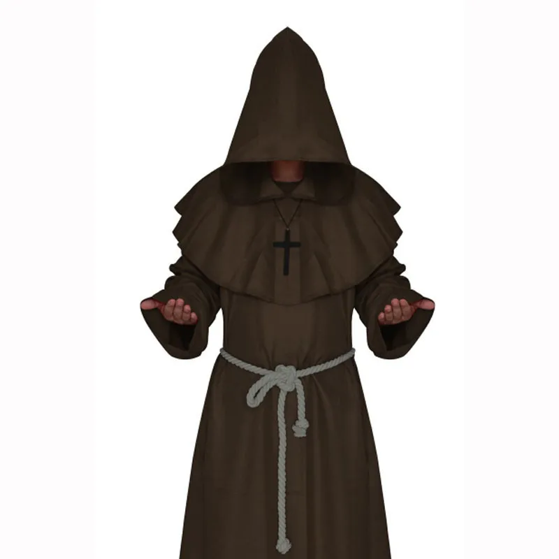 Средневековое платье Мужская одежда мужской косплей Хэллоуин плащ с капюшоном
