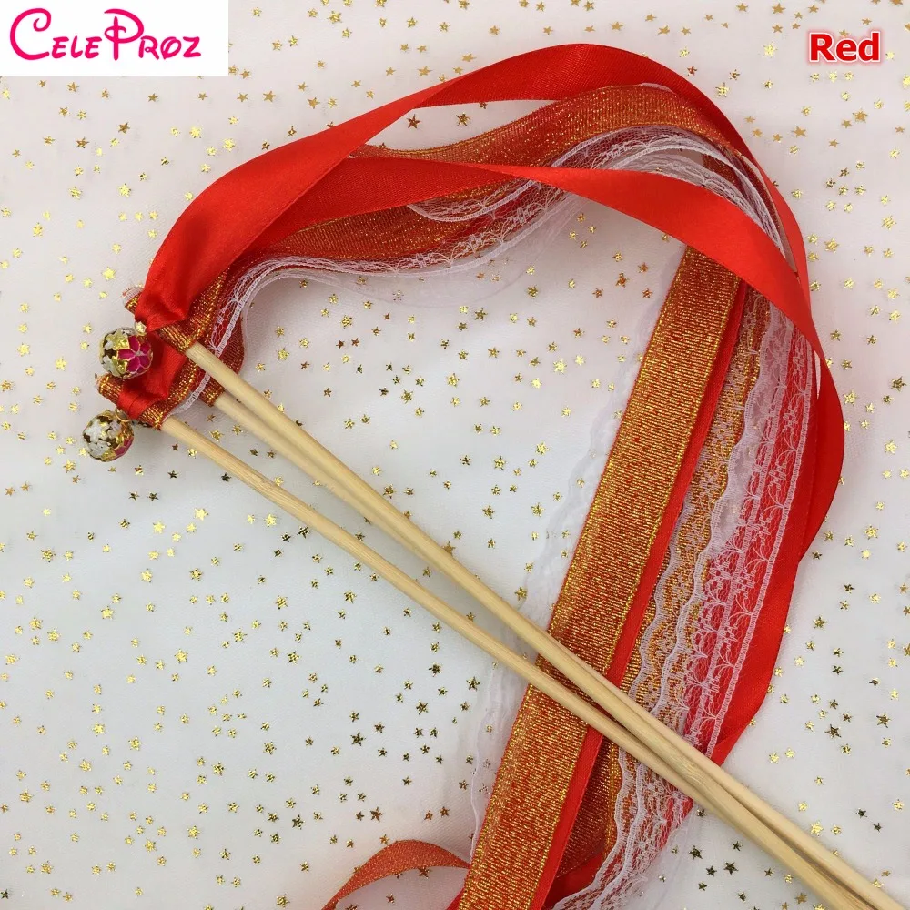 Палочки из красной ленты волшебные палочки с колокольчиками ленточные для дня