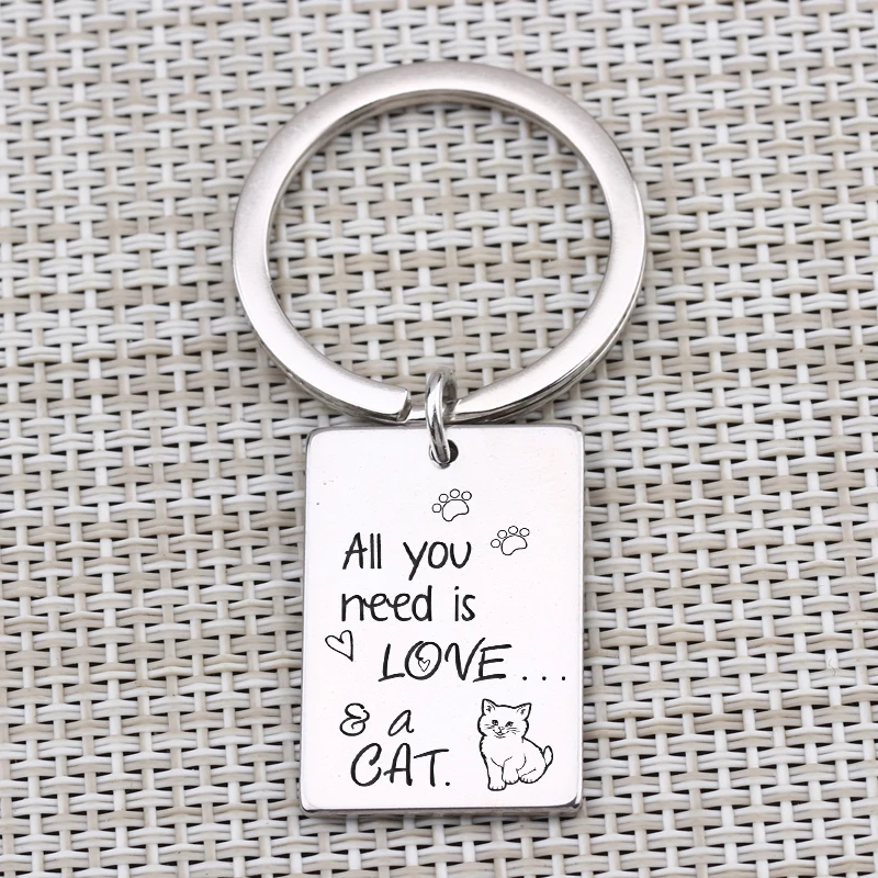 Fashion Key Chain Hand Stamped Pets Cat Lover Cute Car Keyring 3 Colors Choose For Owner Jewelry Charm Gift | Украшения и