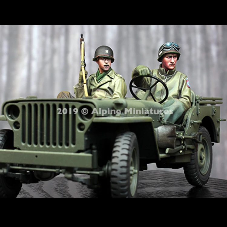 1/35 масштаб Неокрашенная полимерная фигурка США джип солдат 2 Коллекция фигурок |