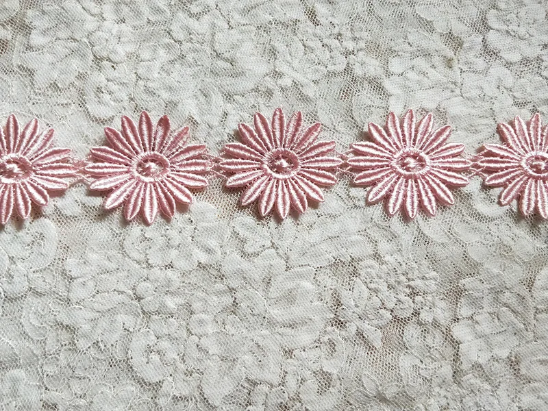 6cm 2.36&quotwidth (3yards/lot) Pink Yellow Water Soluble Embroidery Lace Trim Venise | Дом и сад