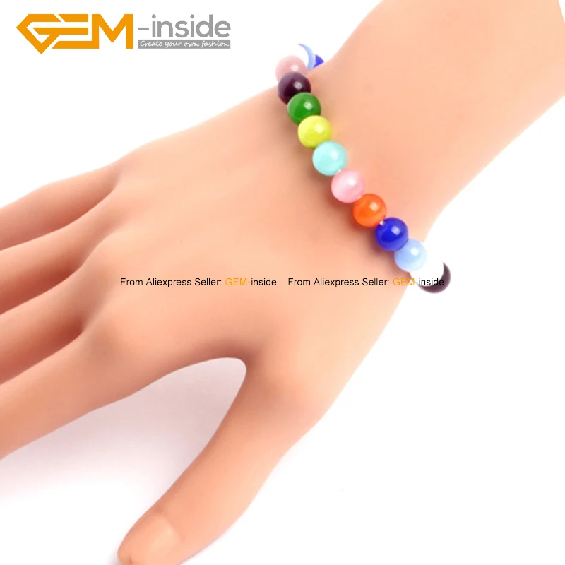 Веревочные браслеты красочные кошачий глаз Стеклянные бусины браслет модные