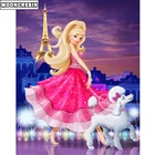 5D Diy алмазная живопись Принцесса и собака полная квадратная Алмазная вышивка крестиком Мозаика Стразы Декор для дома