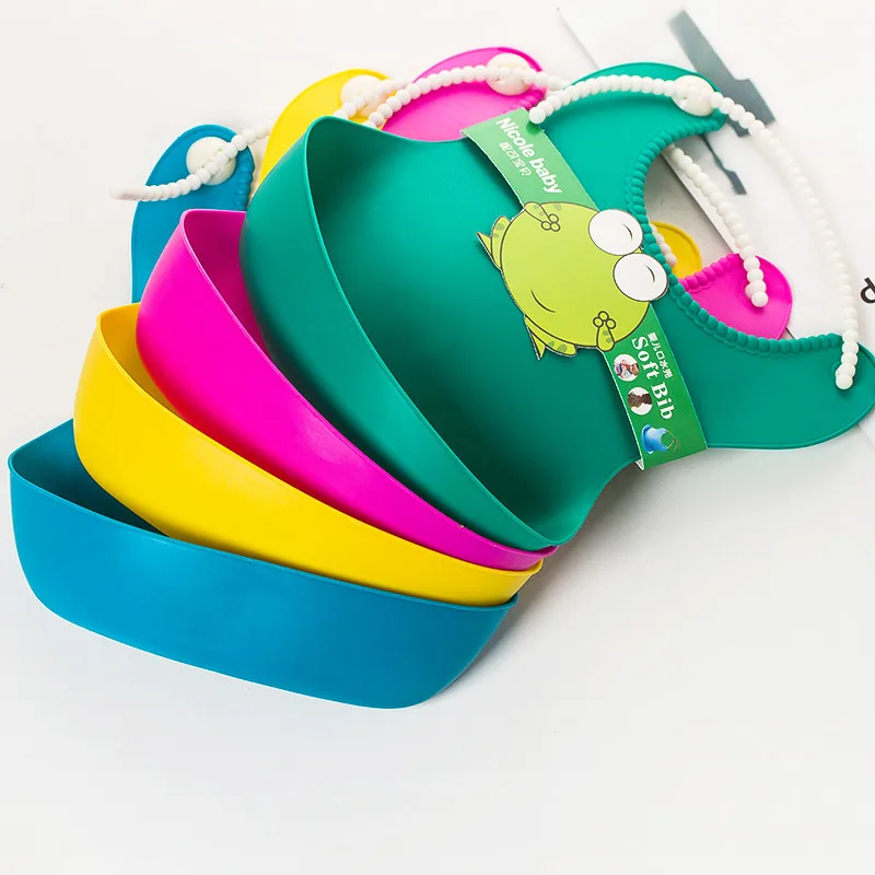 Слюнявчики для младенцев из водонепроницаемого силикона однотонные фартуки-пелёнки для мальчиков и девочек.