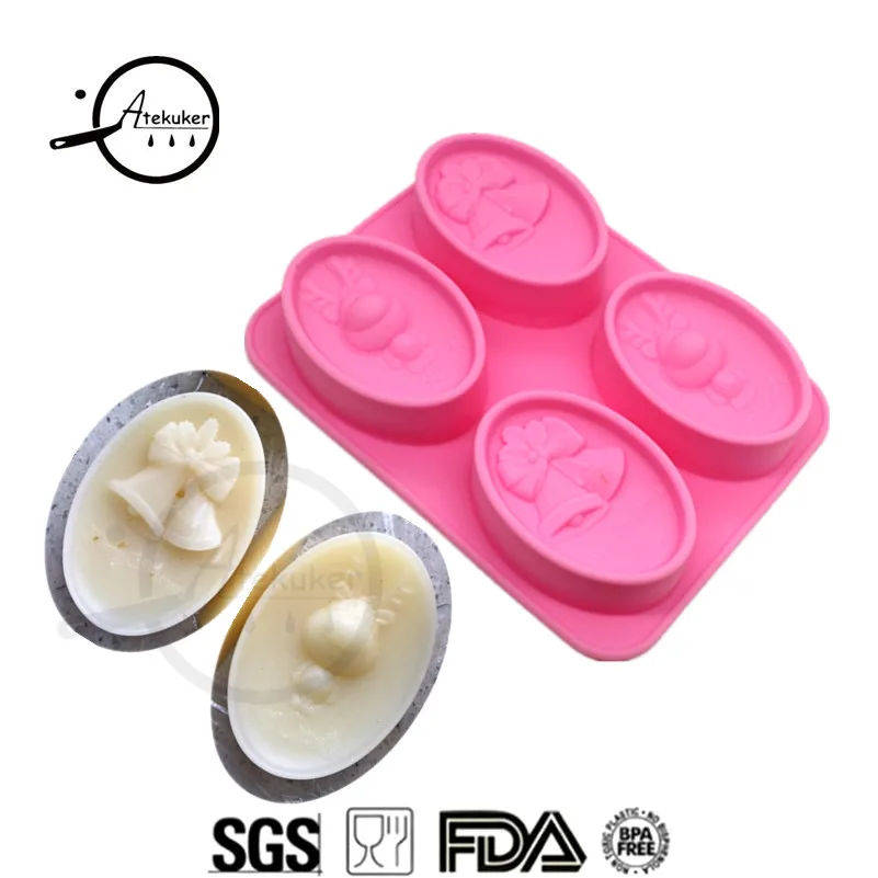 1 шт. овальная Рождественская форма для мыла силиконовая изготовления желейные