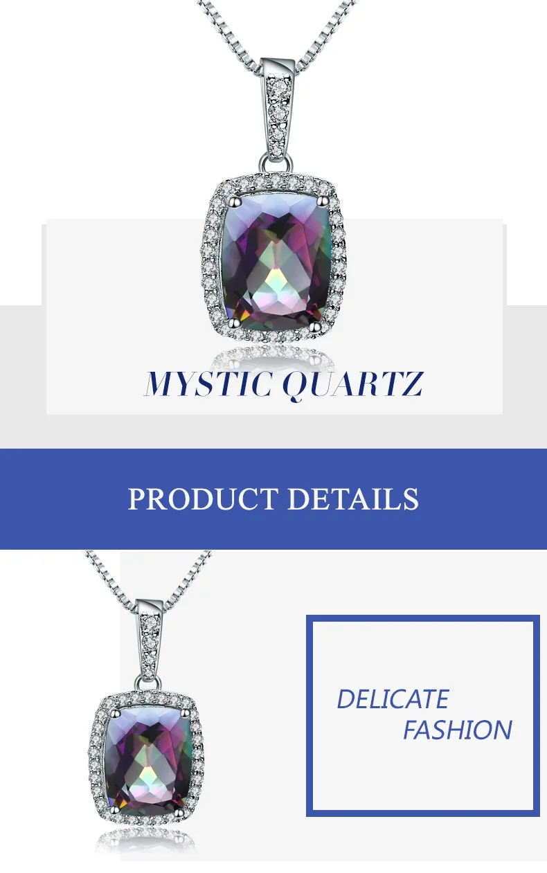 Gem's Ballet 3.66Ct натуральный Радужный Мистический Кварц 925 пробы серебряный пасьянс ожерелья и подвески для женщин ювелирные изделия