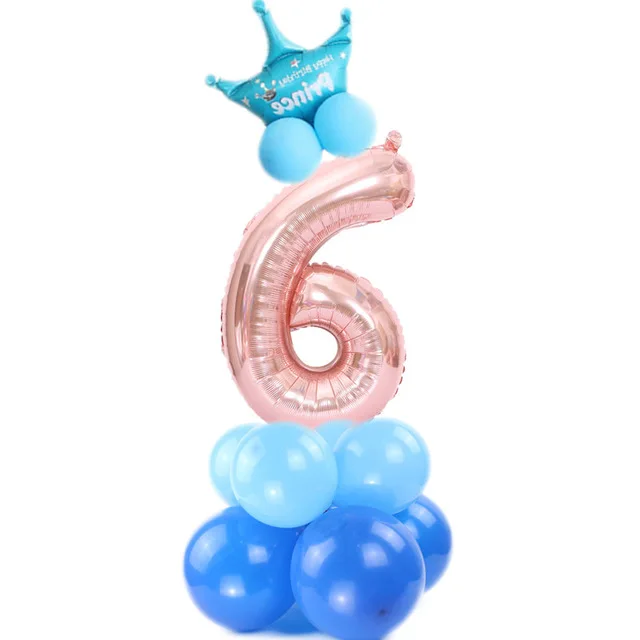 Blue 6 С Рождеством, 1, 2, 3, 4, 5, 6, 7, 8, 9 розово-золотые фольгированные шары с цифрами, цифровой Гелиевый шар, свадебное украшение, воздушный шар для дня рождения - Цвет: Blue 6
