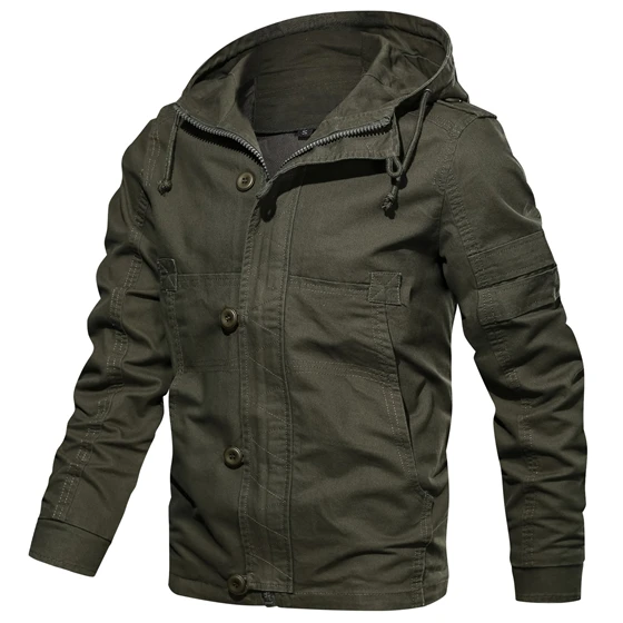 Army Green Коллекция осень. Мужская куртка с капюшоном. Новая мужская повседневная куртка в стиле милитари. Модная приталенная Мужская брендовая одежда. Европейский размер SA725 - Цвет: Army Green