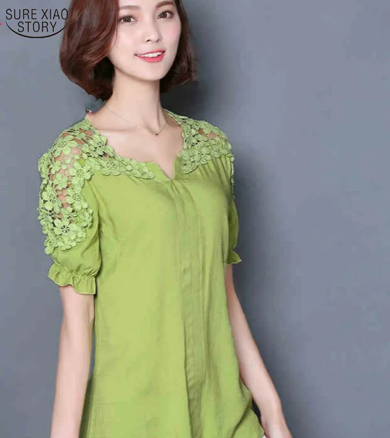 Мода 2018 летние топы Плюс Размер кружевная блузка рубашка с длинным рукавом