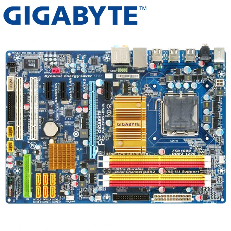 

GIGABYTE GA-EP45-DS3L Desktop Motherboard P45 Socket LGA 775 For Core 2 Pentium D DDR2 16G DDR3 ATX Original Used P43-ES3G