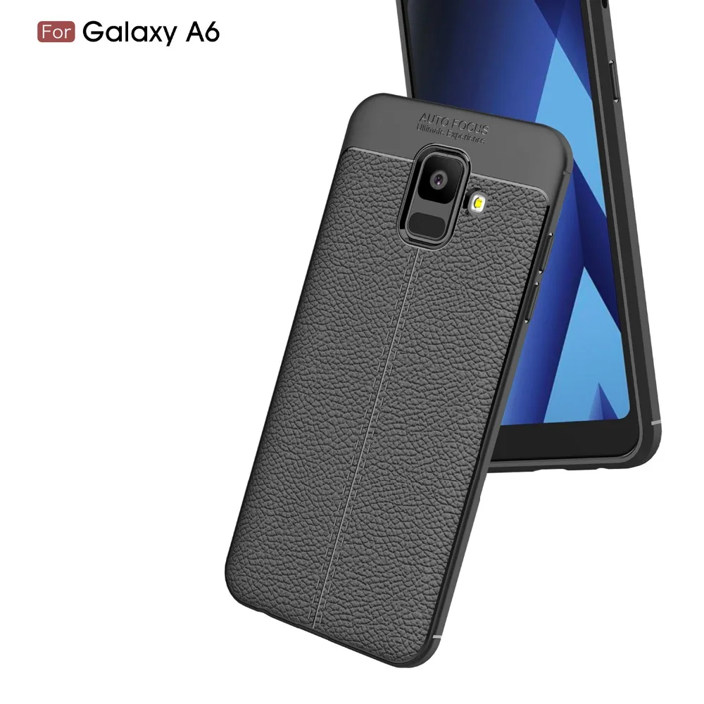 MSK для Samsung galaxy A6 мягкий чехол текстурированная задняя крышка Личи TPU Бесплатный