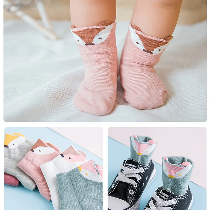 5 пар/лот мягкие носки для малышей милые теплые хлопковые нескользящие до