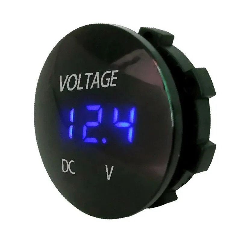 Синий Hiyork Автомобиль Мотоцикл DC 12 V-24 V светодиодный Панель цифровой Напряжение метр Дисплей вольтметр Водонепроницаемый измерителем влажности и температуры для Авто Лодка ATV UTV - Цвет: Синий