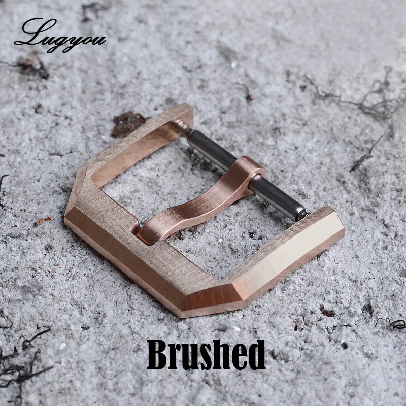 Brushed LUGYOU части часов бронзовая Пряжка для ремешков пряжка с язычком пескоструйная матовая 18 мм с пружинными стержнями - Цвет ремешка: Brushed