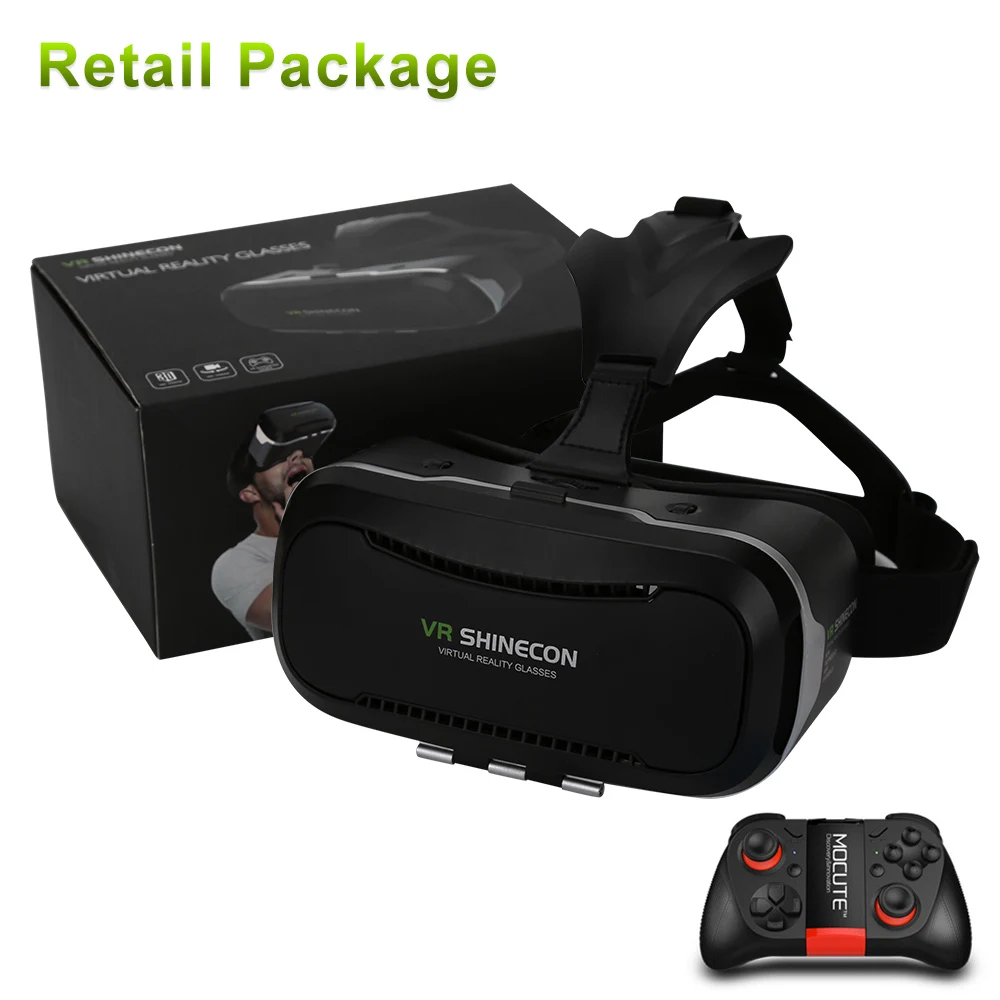 In Retail Package Shinecon VR коробка 2,0 Google Cardboard виртуальной реальности смартфон очки vr очки гарнитура с Bluetooth геймпад - Цвет: In Retail Package