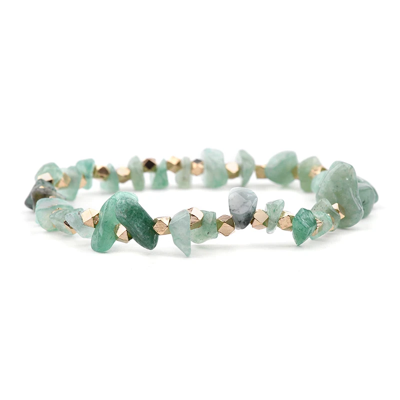 9 Green Jade Эластичные необычные браслеты BOJIU с натуральным драгоценным камнем, женские браслеты ручной работы, кварцевые браслеты Howlite, коралловый шик, тянущийся браслет BC288 - Окраска металла: 9 Green Jade