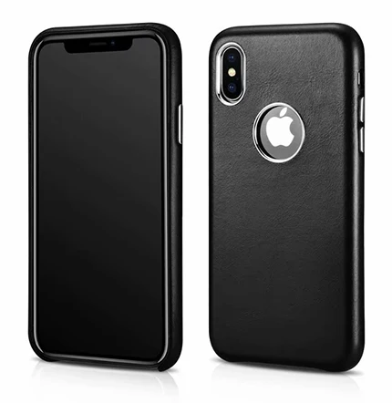 Новинка, 3 цвета, бренд icarer, натуральная кожа, задняя крышка для iphone X, Натуральная Воловья кожа, чехол для iphone X XS MAX - Цвет: Черный