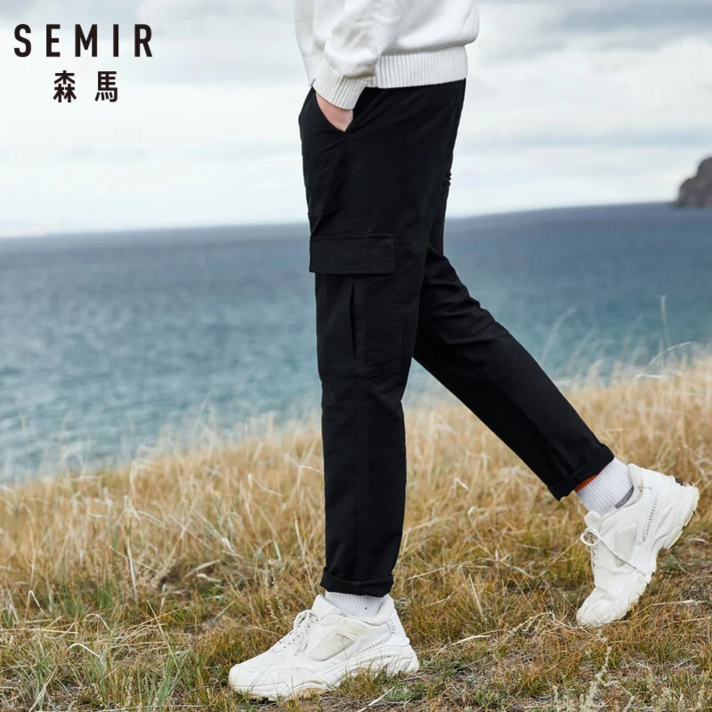 SEMIR мужские мягкие хлопковые брюки-карго облегающие брюки с открытым карманом