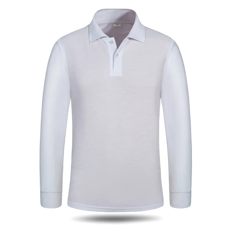 

Camisa Masculina Men Polo Shirts Plain Long Sleeves Turn Down Collar Fashion Hombre Casual Tops 260g 2XL