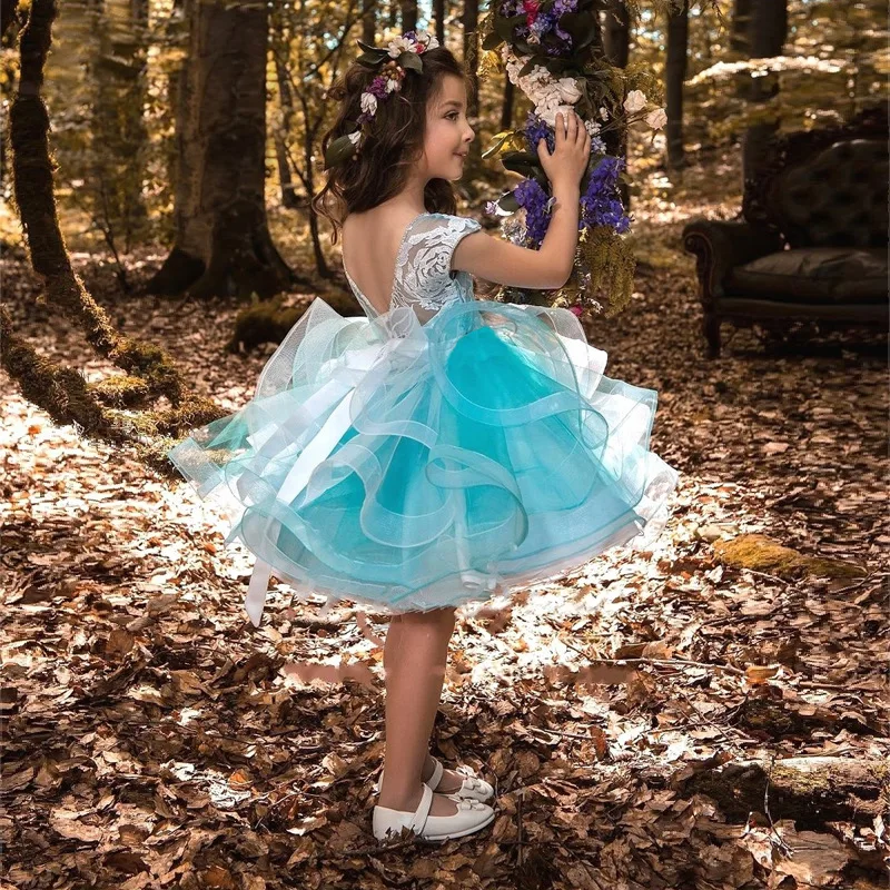 Платье принцессы с цветочным принтом для девочек кружевная одежда вышивкой