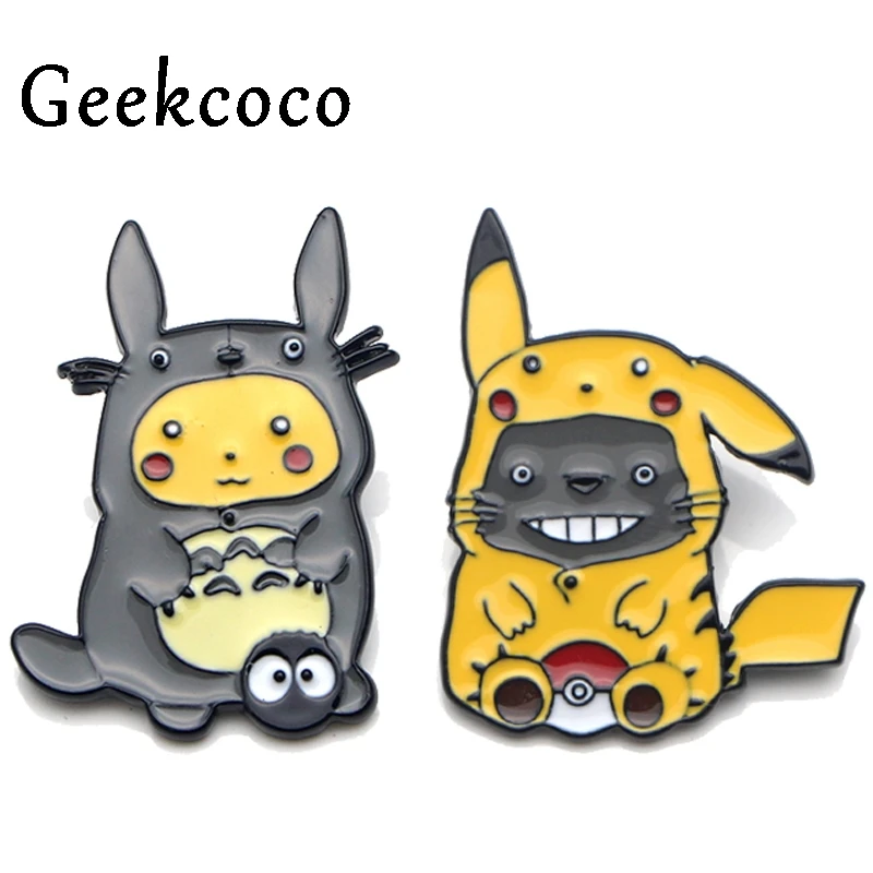 Totoro Pikachu Zinc Alloy Cartoon Pins for men women Shirt Charm insignia Clothes backpack Accessory medal Badge Brooches J0137