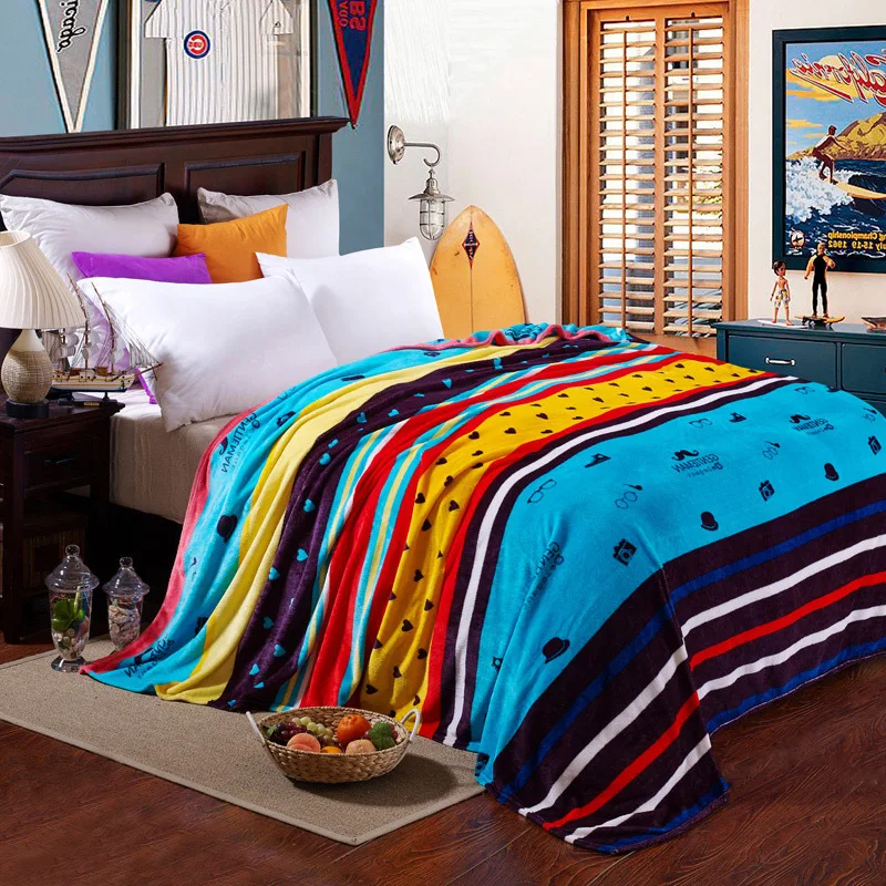 Красочные яркие звезды одеяло животных печати Лето Qulit покрывало крышка фланель