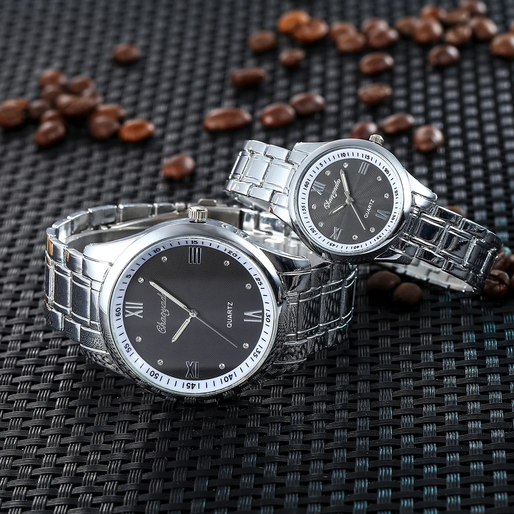 new women men couples lovers stainless steel diamond business quartz watches ladies luxury gold sliver bracelet watches