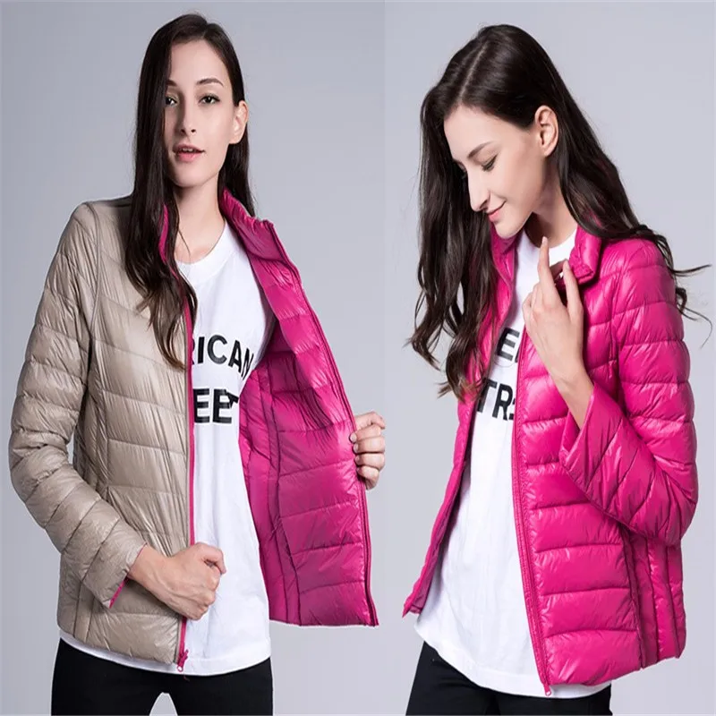 2018 Зимний пуховик Женское пальто легкий двусторонняя Двусторонняя зимняя