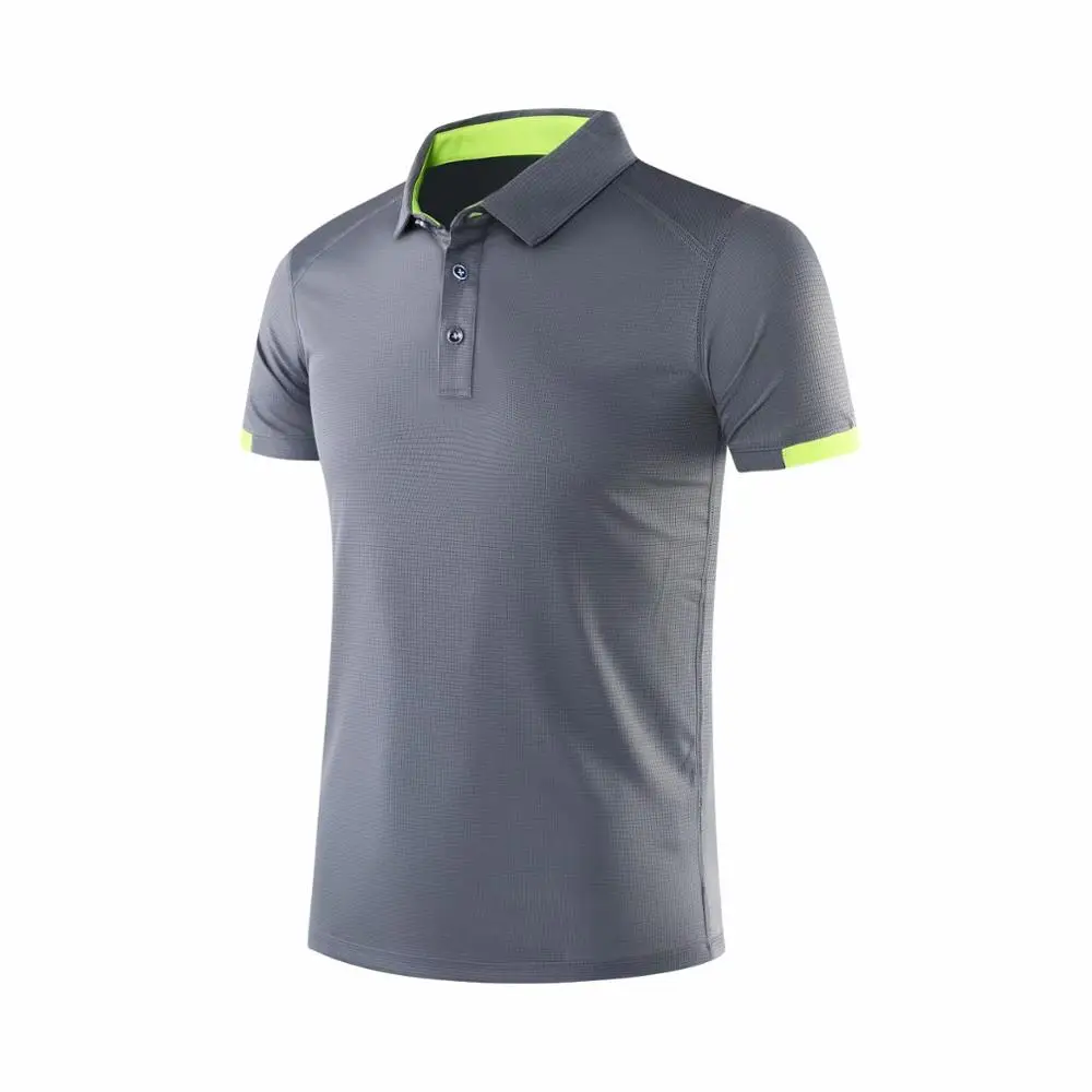 S219 gray Футболка Поло для спортзала, для бега, Мужская быстросохнущая дышащая футболка для гольфа, для бега, облегающие топы, футболки для спорта, фитнеса, спортзала, тенниса, футболки - Цвет: S219 gray