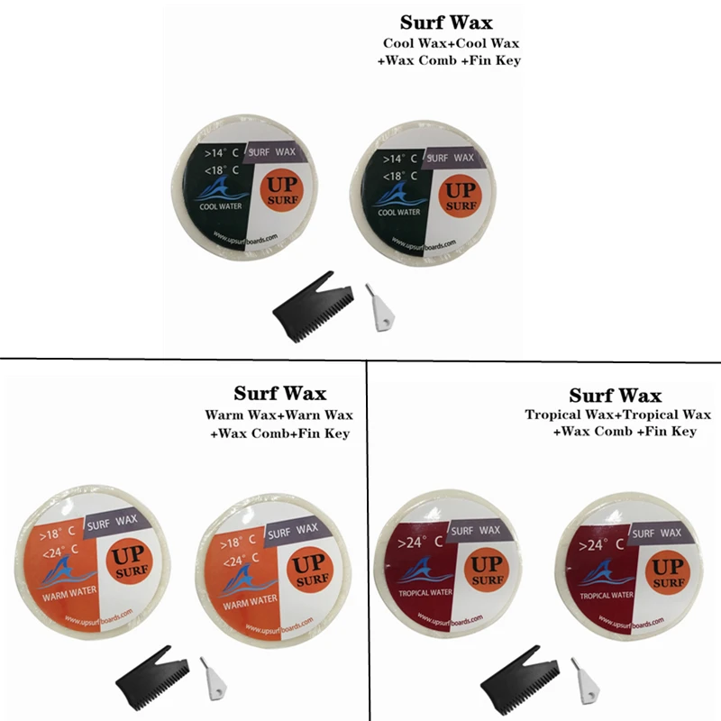 

Surfboard Warm/Cool/Tropical Water Wax 2 per set +Wax Comb Surfing SUP