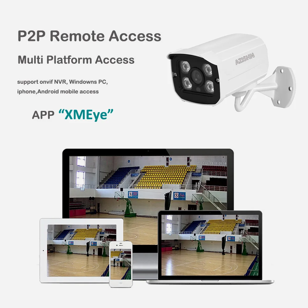 Новейшая модель H.265 IP Камера 3MP 1080P 4 шт Массив ИК IP66 Водонепроницаемый CCTV P2P Пуля