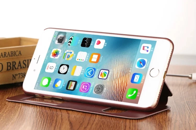 Люкс Ретро Для iphone 7/7 plus Кожа Флип Стенд Крышка случаи Вид из Окна и Окно Сенсорный