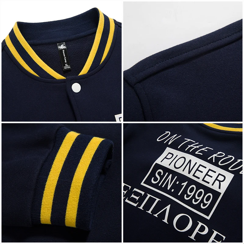 Pioneer Camp Thicken Fleece hoodies men brand clothing top quality button jacket male autumn winter warm blue sweatshirts 622120 | Мужская