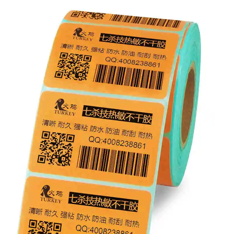 Печать наклеек оранжевого цвета логотипов верхние термоэтикетки 60 мм x 40 (700