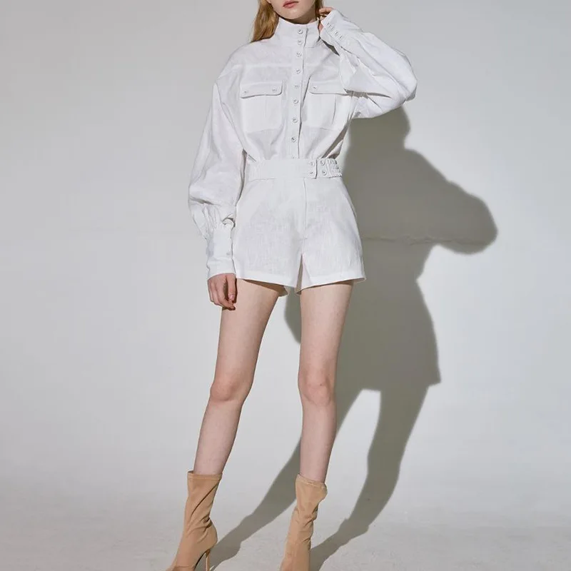 Высококачественный Женский комплект из хлопка и льна длинный рукав водолазка