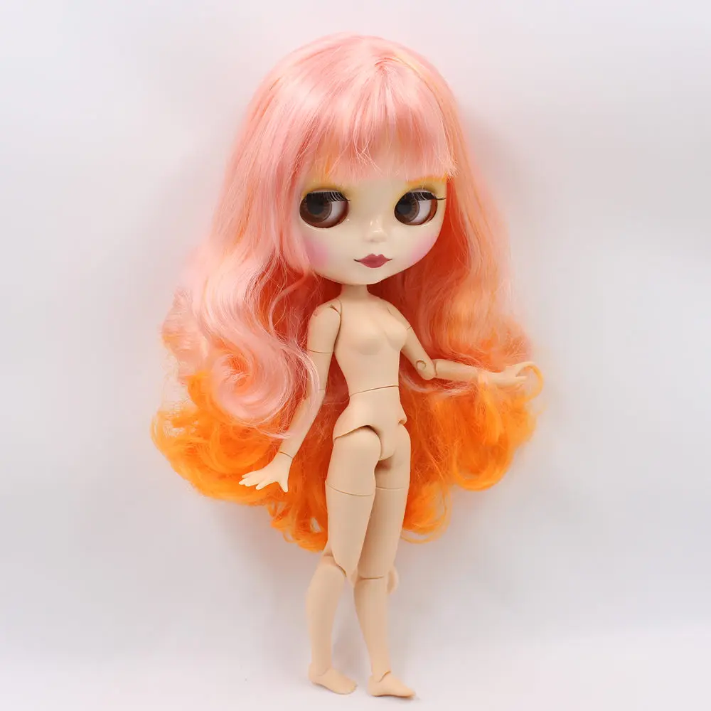 Ледяной DBS Blyth кукольные шарнирное тело смесь розового orange волос с челкой из белой
