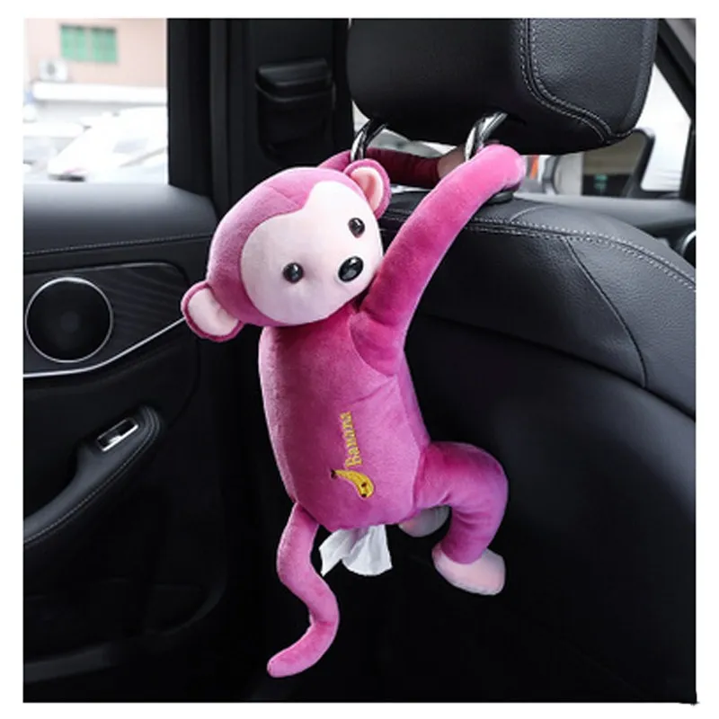 Pink Креативная мультяшная Обезьяна для дома и офиса, автомобильная подвесная бумажная коробка для салфеток, Чехол-держатель, портативная бумажная коробка - Цвет: Pink