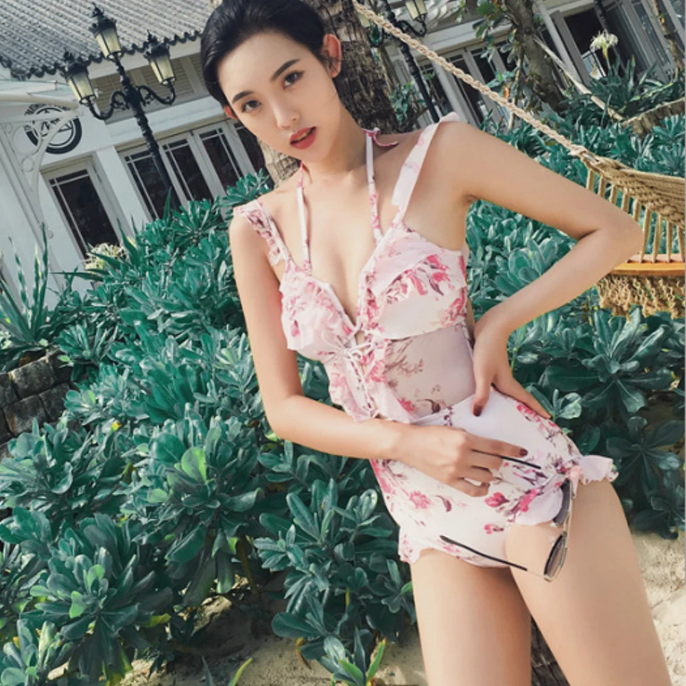 2018 Sexy Floral Print High Waist Swimsuit Ruffle Bikini Push Up Swimwear Women Vintage Biquini Bathing Suit Maillot de Bain |