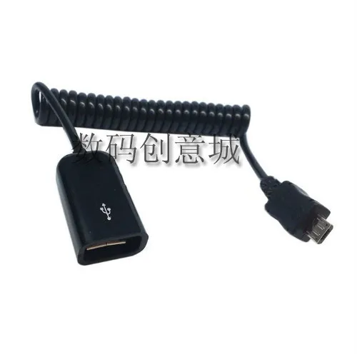 2 шт. OTG спиральный кабель для синхронизации данных черный USB A Женский Micro
