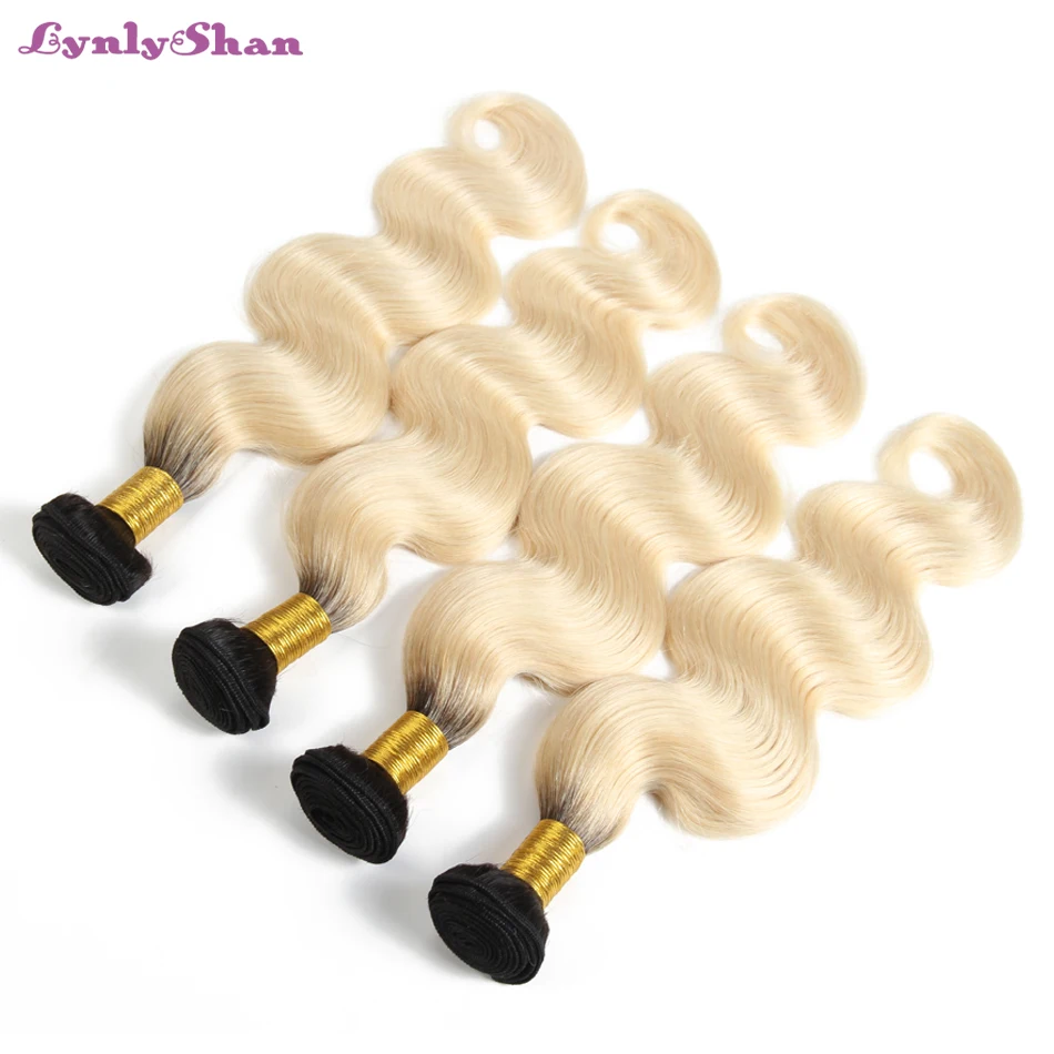 Индийские волосы плетение пучки 2 тона темные корни Омбре светлые 3/4 с закрытием