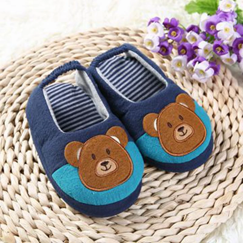 Тапочки детские с мультяшным медведем домашние тапочки резиновой подошвой