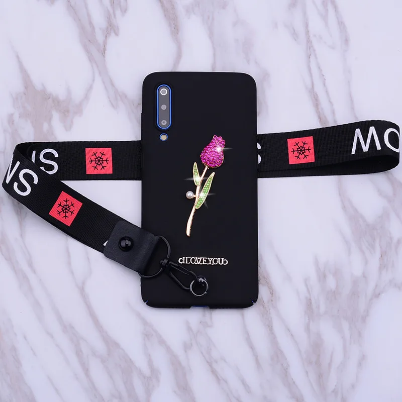 3D шнурок с изображением розы чехол для телефона Xiaomi MI 9 SE Pocophone F1 A1 A2 8 lite MIX 2S MAX 3 2 6 5S