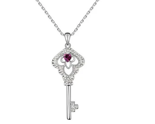Charm Promotion Key Luxury Austrian Crystal Pendant Necklace 5 Colors FREE SHIPPING | Украшения и аксессуары
