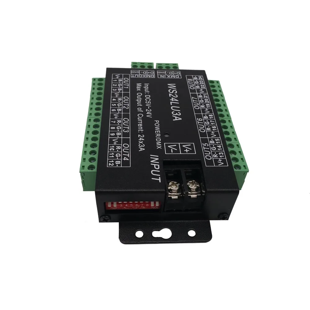 DC5 24V WS24LU3A 24CH DMX контроллер 512 декодер RGB светодиодная лента модуль самосвал 24x3A